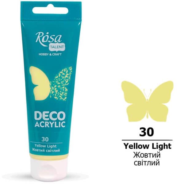 Акриловая краска для декора ROSA Talent 30 75 мл Желтый светлый матовый (322230) - фото 1