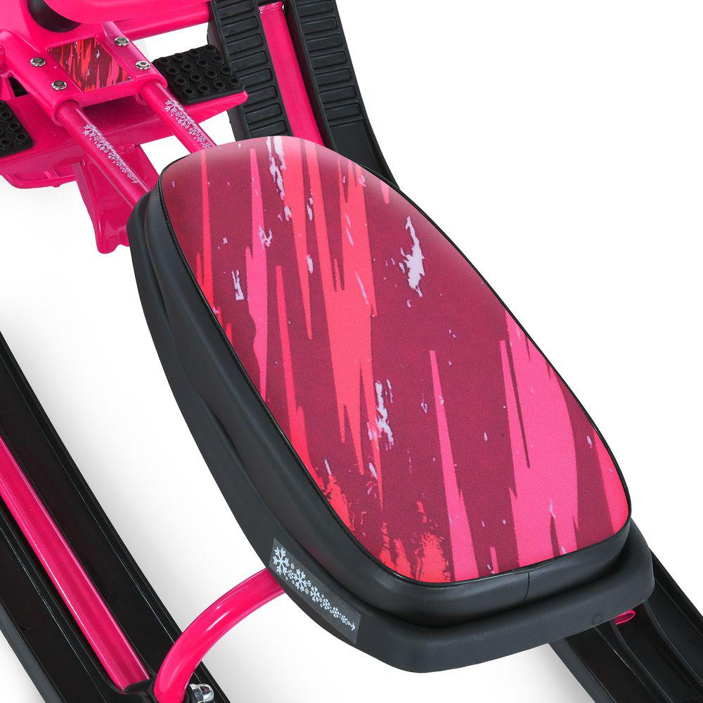 Снегокат MS 1778-5 низкая рама/сиденье из экокожи 45х21 см/руль металлопластик Черно-розовый (30300636) - фото 2