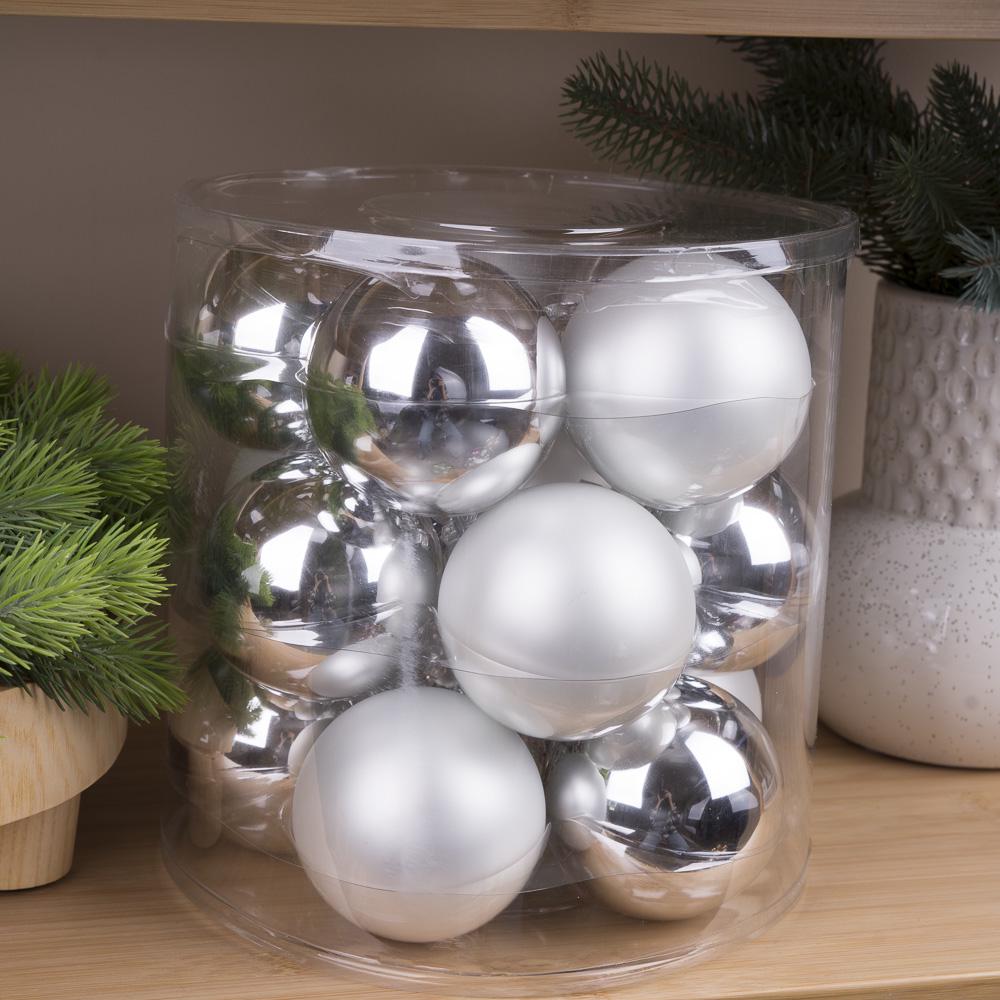 Набор елочных шариков стеклянных 8 см 15 шт. Silver (4271-35)