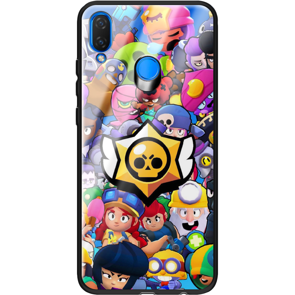 Чехол Boxface Huawei P Smart Plus Brawl Stars Черный силикон со стеклом (34912-up2389-37724)