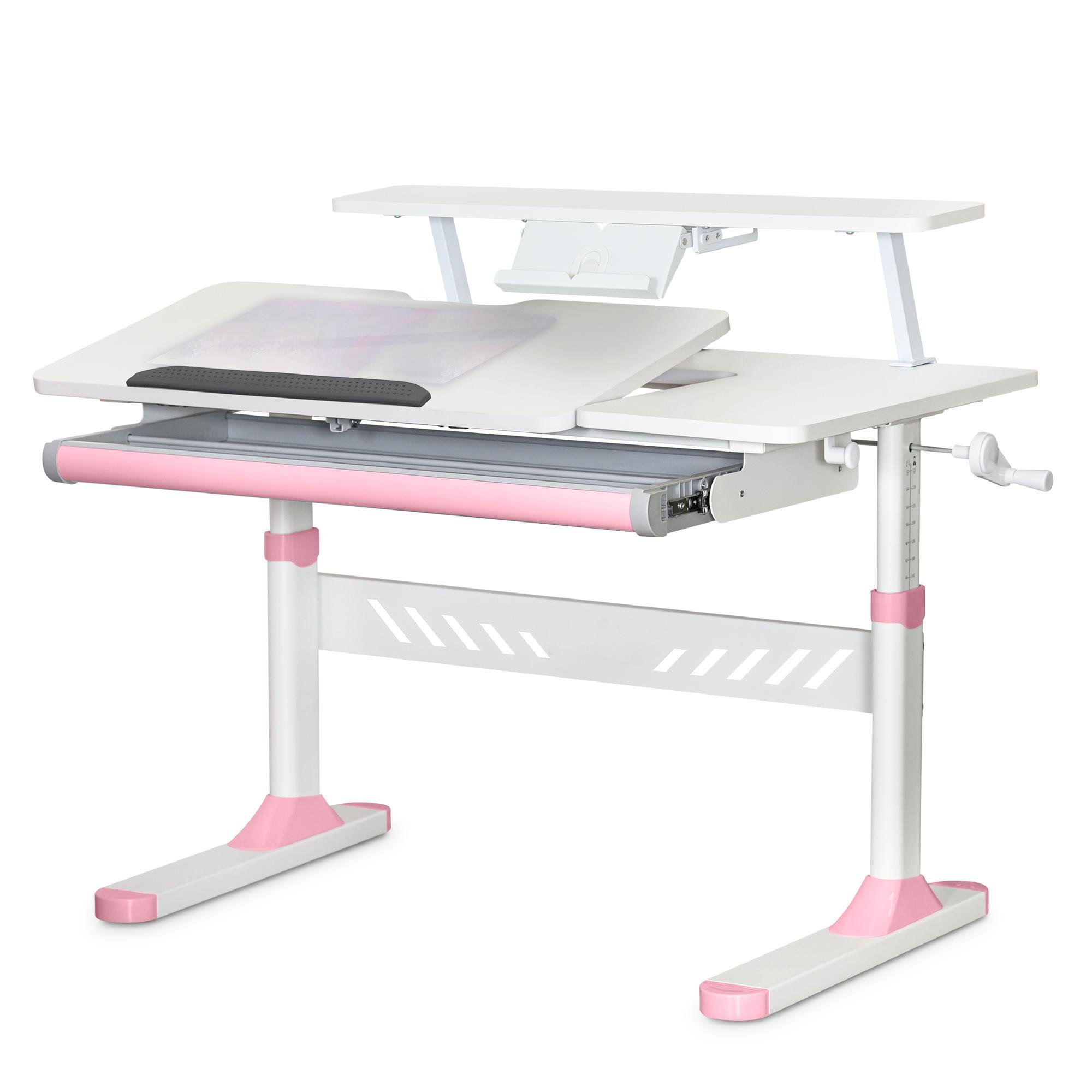 Парта трансформер школьная эргономичная Evo-kids TH-310 W/PN с полкой Розовый