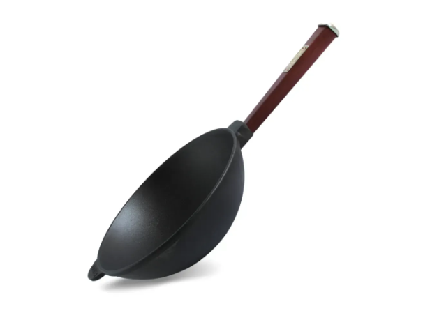 Сковорода чугунная Brizoll WOK с деревянной ручкой 2,8 л Bordo (W26HP2)
