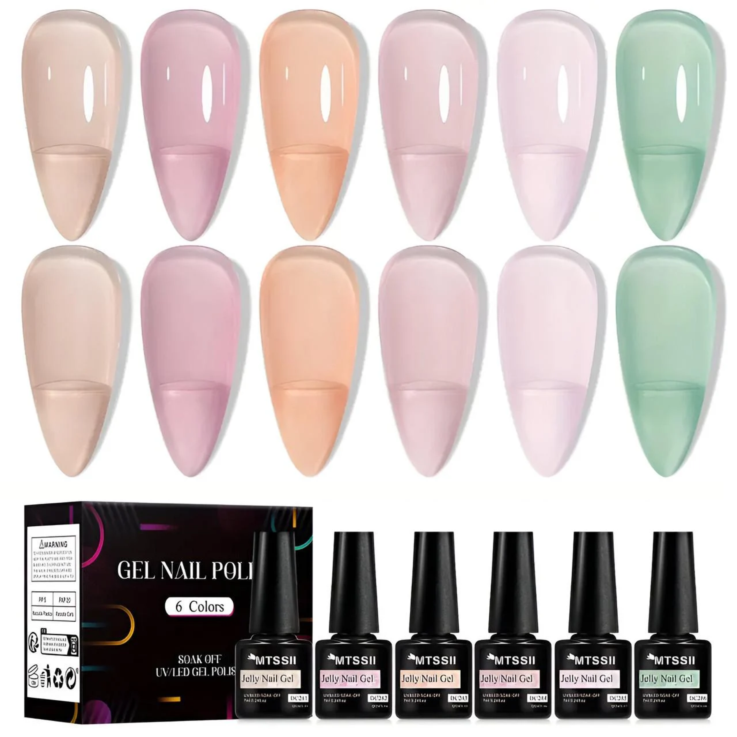 Набор гель-лаков MTSSII Jelly Nail Gel Oasis Bloom 6 шт. Прозрачный (2667513156)
