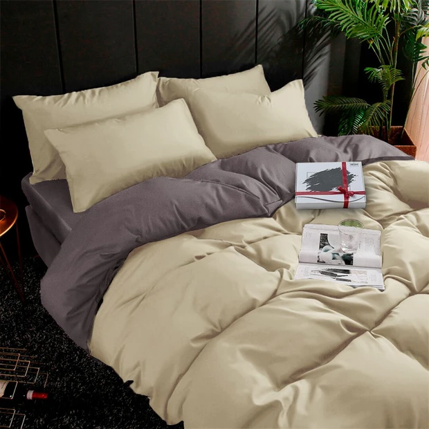 Комплект постельного белья Ideal Textile двухспальный евро бязь Лимонно-шоколадный (18553696)