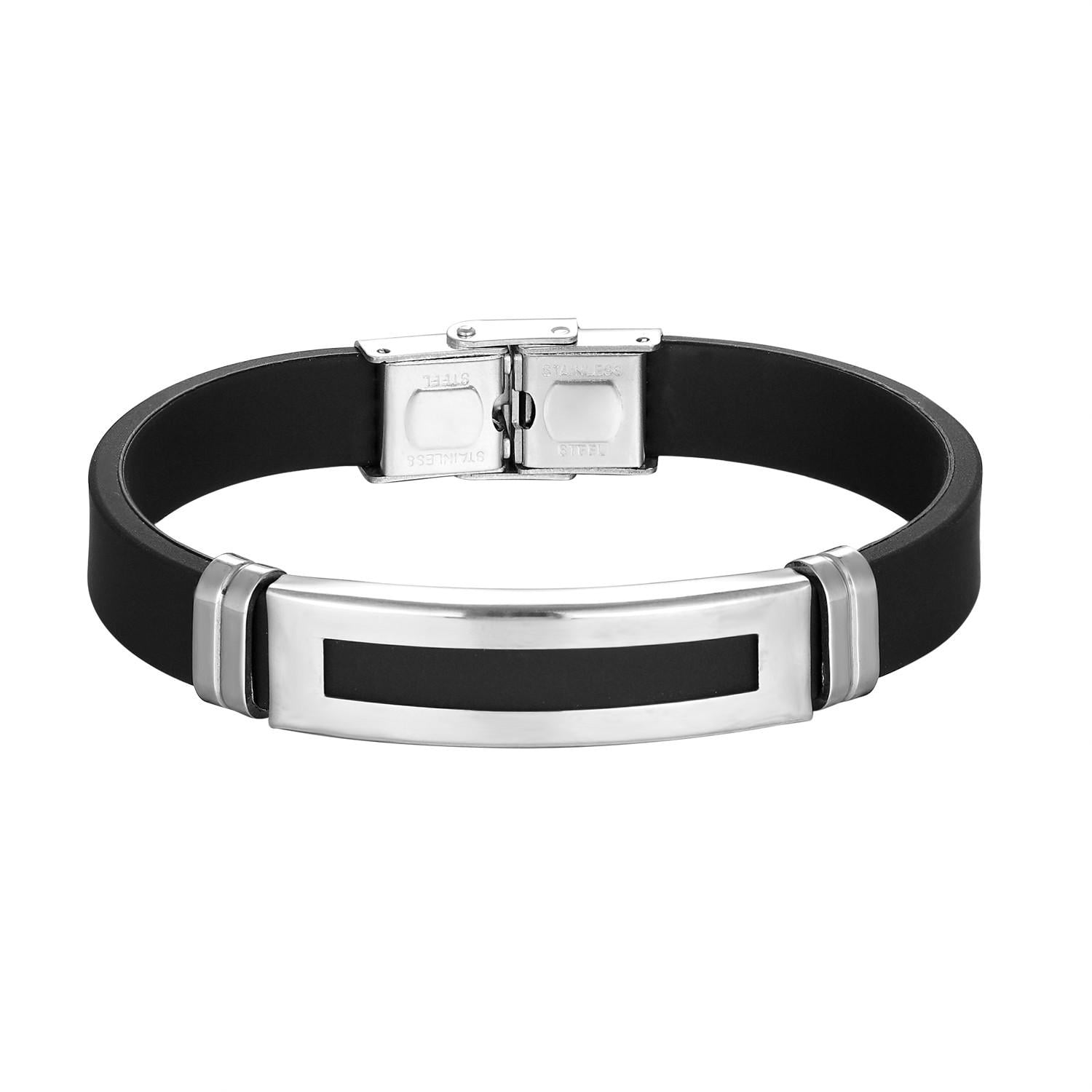 Браслет из медицинской стали на силиконовом ремешке 20 см (BSS-072)