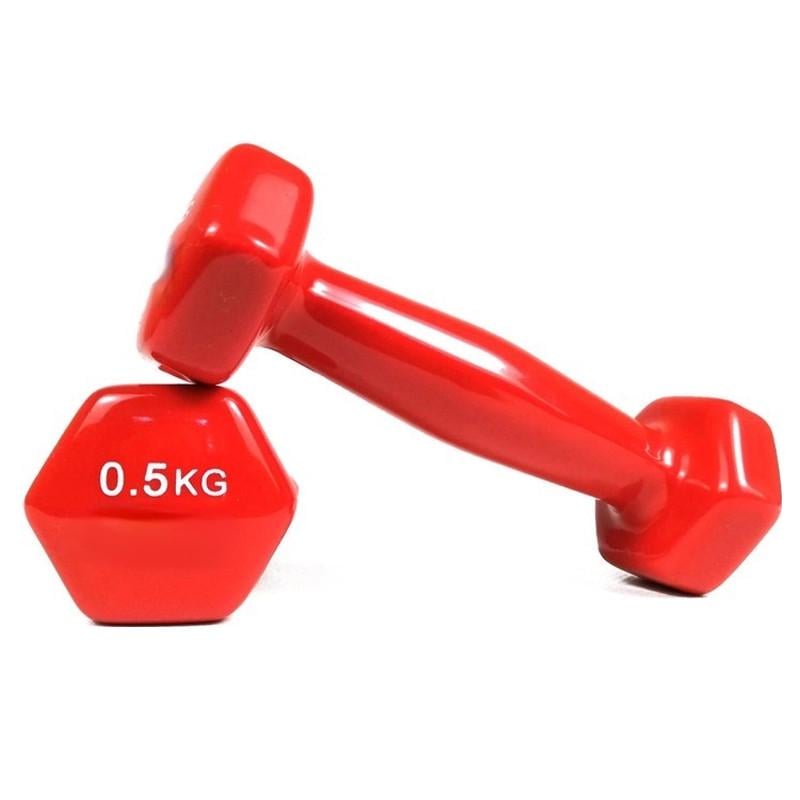Гантель с виниловым покрытием Feel Fit 1 шт. 0,5 кг Красный - фото 3