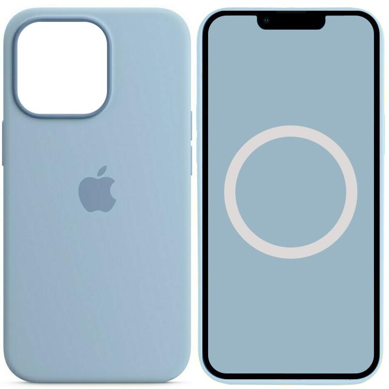 Противоударный чехол Silicone case (AAA) full with Magsafe and Animation для Apple iPhone 13 Pro Max (6.7") Голубой / Blue Fog
