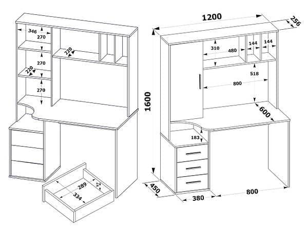 Стіл комп'ютерний з поличками та ящиками Дуб сонома/Білий (15207061) - фото 7 Стіл комп'ютерний з поличками та ящиками Дуб сонома/Білий (15207061) - фото 7