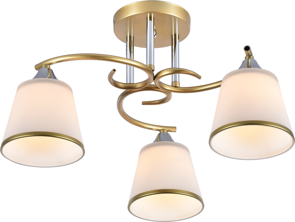 Люстра потолочная Light House SRS-20743/3 плафон белый с каймой Белый/Золотой