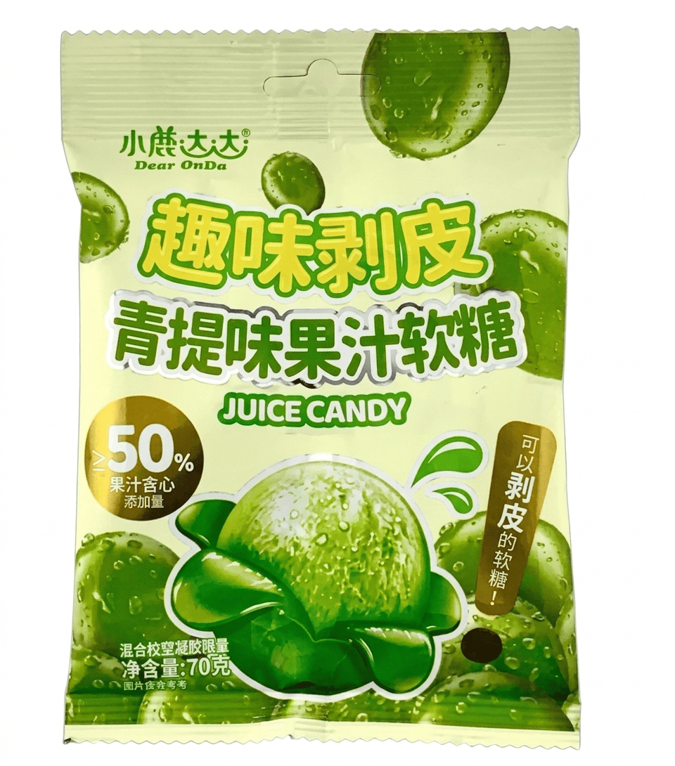 Конфеты желейные Deer Dada Peeling Juice Candy Green Grape 70 г (2943884702)