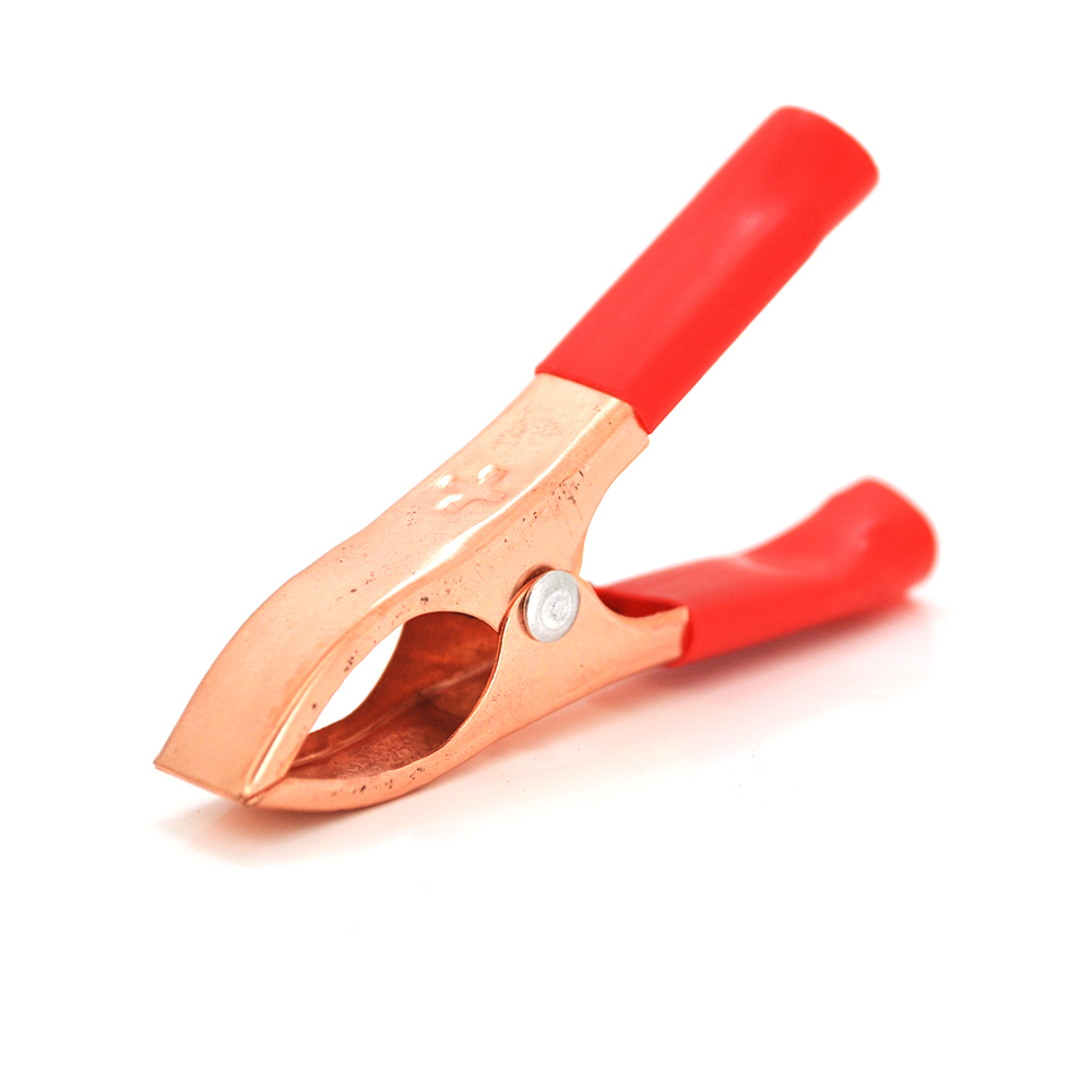 Затискач акумуляторний крокодил 30А еластичний гумовий кожух 72 мм Червоний (YUT_V7037)