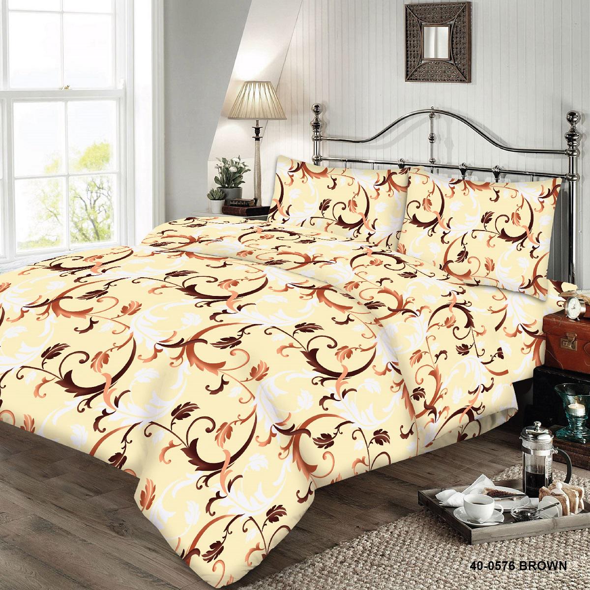 Комплект постельного белья Zastelli 40-0576 Brown бязь Gold 200х220 Коричневый
