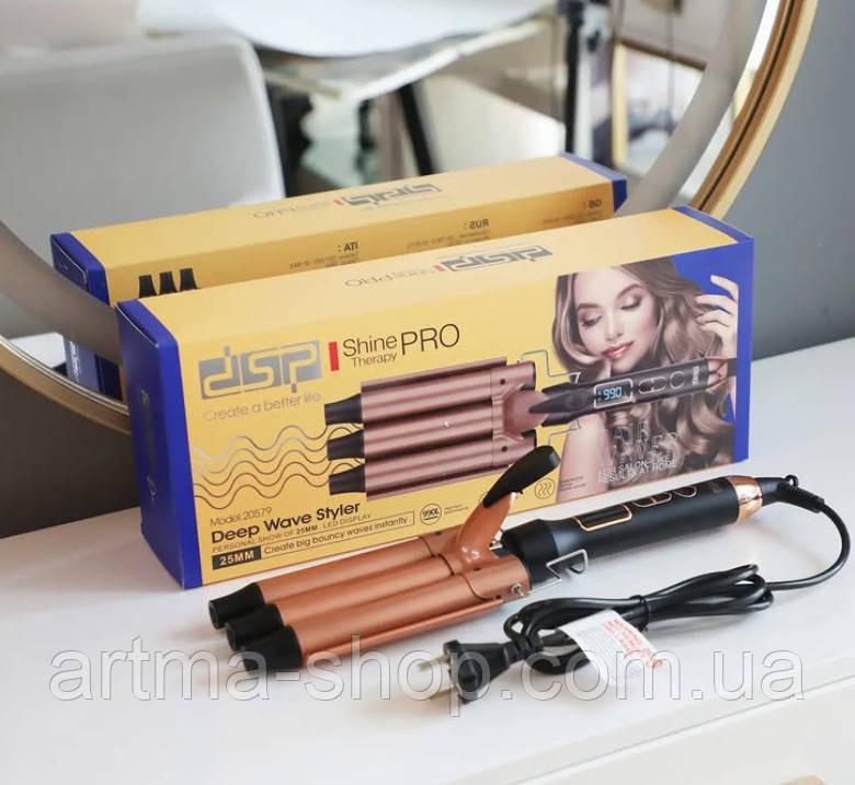 Плойка на три хвилі з керамічним покриттям для укладання волосся 25 мм (DSP 20179) - фото 4 Плойка на три хвилі з керамічним покриттям для укладання волосся 25 мм (DSP 20179) - фото 4
