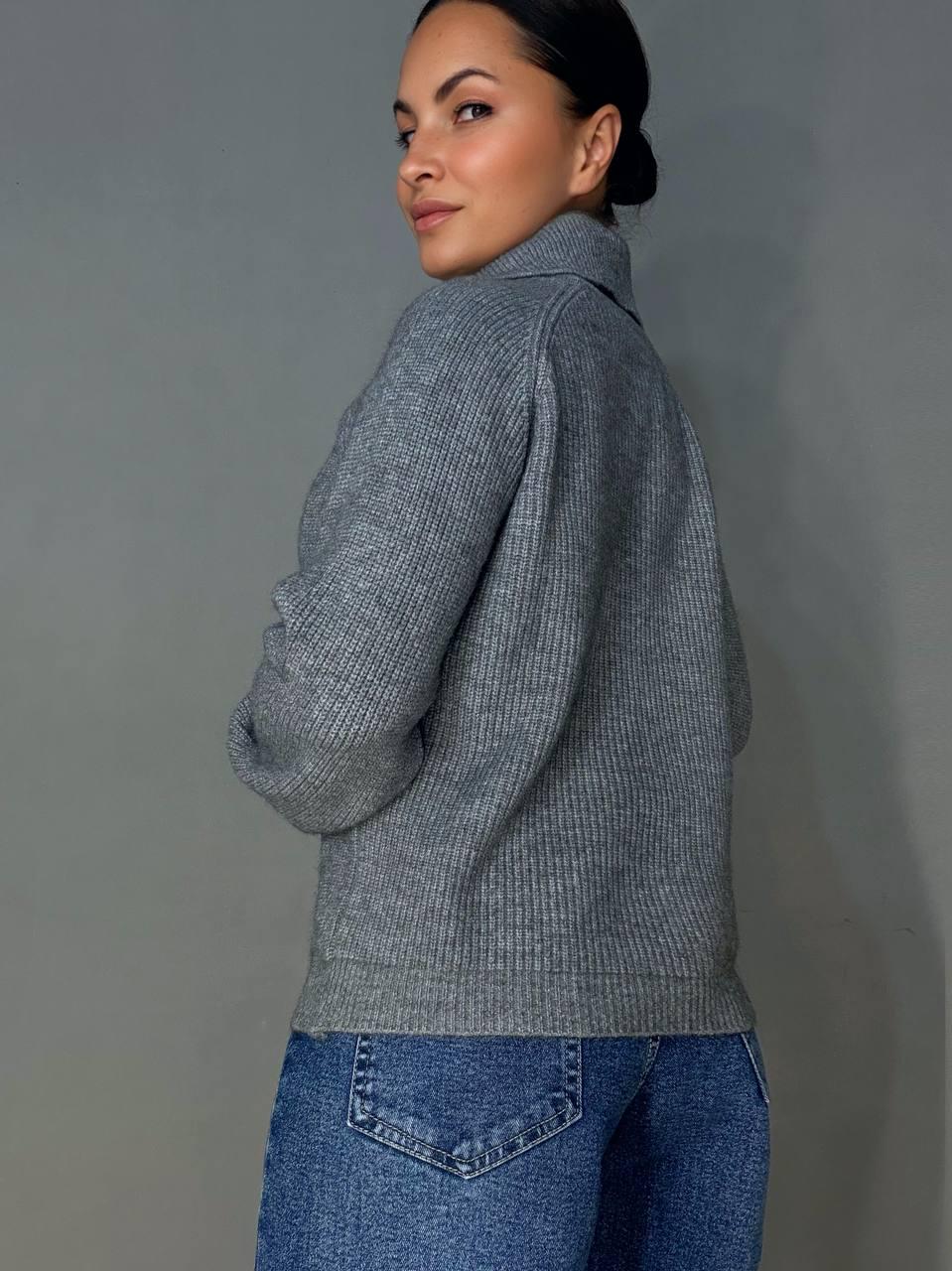 Кардиган женский A-N 1899 свитер на молнии вязаный OS Серый (5411) - фото 5