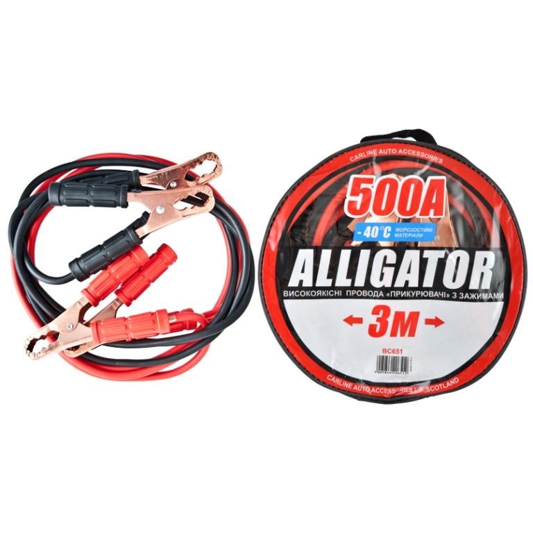 Стартовые провода Alligator 500А для запуска двигателя 3 м (BC651) Стартовые провода Alligator 500А для запуска двигателя 3 м (BC651)