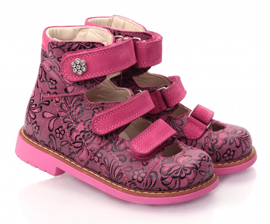 Сандалии Topitop для девочек 019 нубук р. 22 Малиново-черный