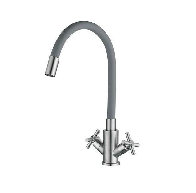 Смеситель кухонный MIXXUS DVE-011 Refl.Gray с силиконовым изливом (MI6081)