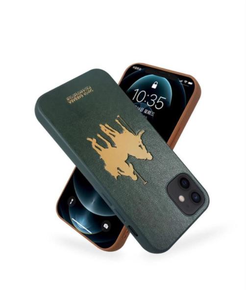 Чехол для iPhone 12 Pro Santa Barbara Polo Umbra Жокей кожаный Зеленый