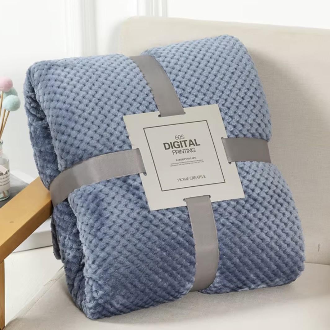 Плед флисовый фактурный полуторный 150×200 см Голубой (2894501724)