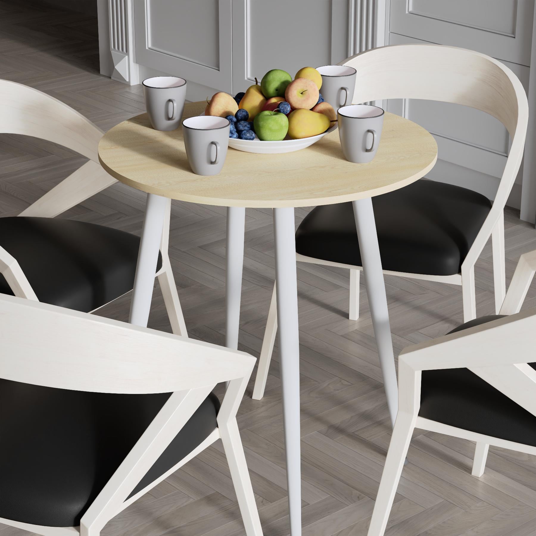 Обідній стіл круглий Ferrum-decor OPTIMA 4 ніжки конусні метал/ДСП 16 мм 750x670x670 мм Білий/Дуб Кремона Торро (FRD-107572)