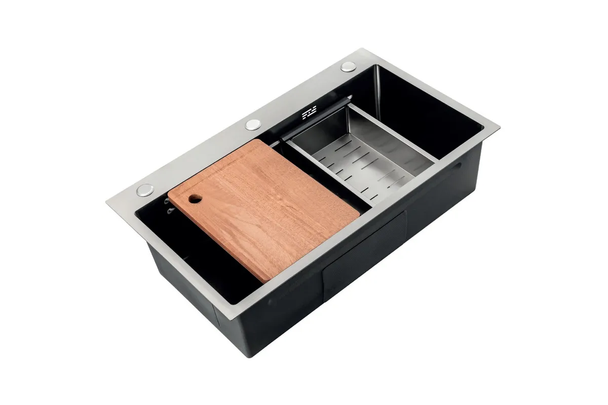 Мойка для кухни Zerix ZH7545-SET-05 Decor 3.0/0.8 из нержавеющей стали Nano-Silver (ZM5584)