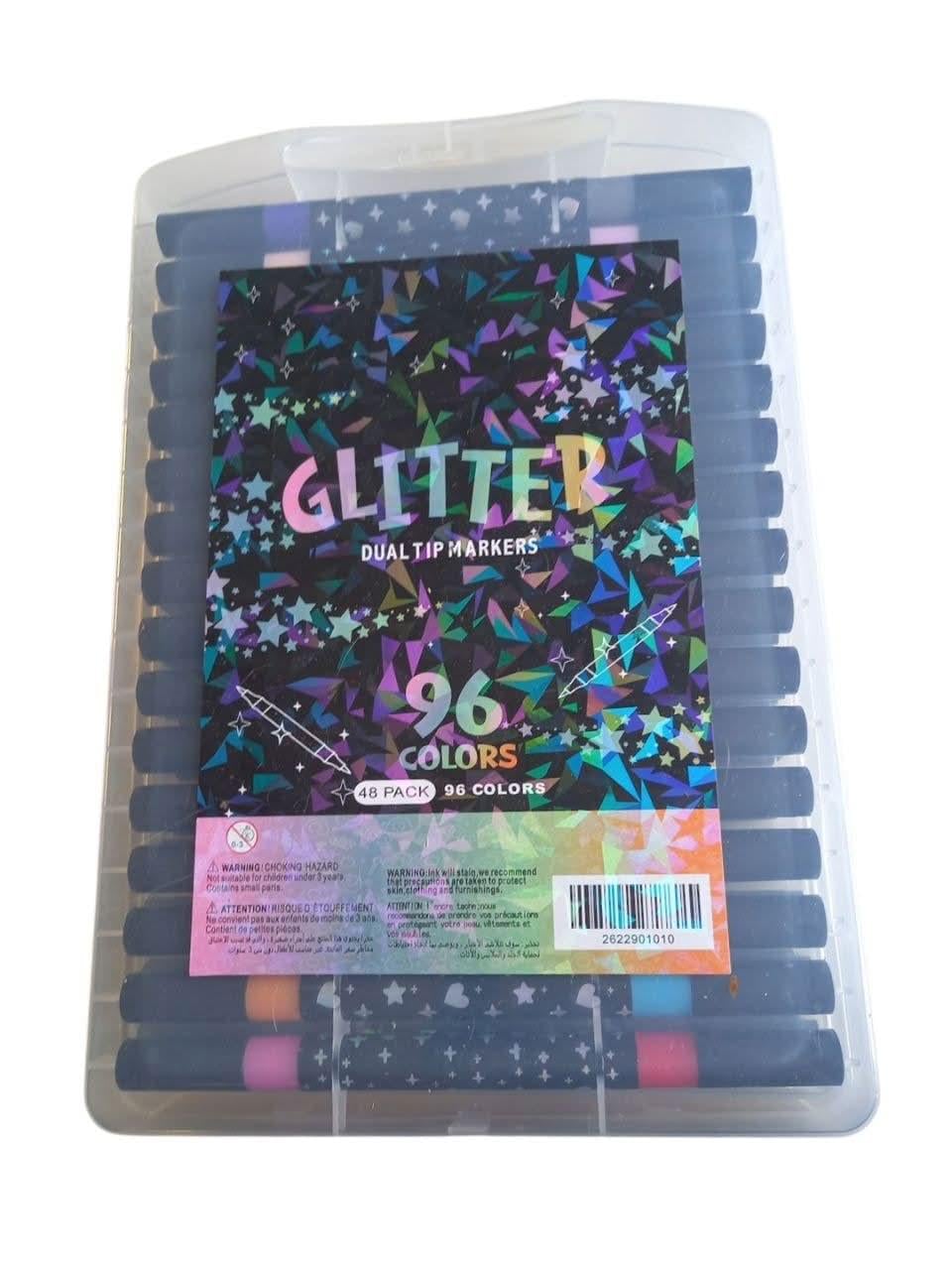 Набор маркеров с кистью glitter dual markers 48 шт. 96 цветов (37989872)
