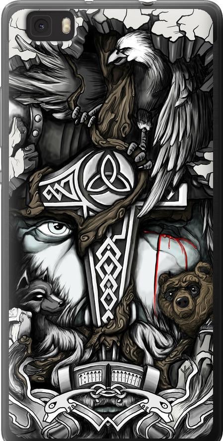 Чехол на Huawei Ascend P8 Lite Тату Викинг (4098u-126-42517)