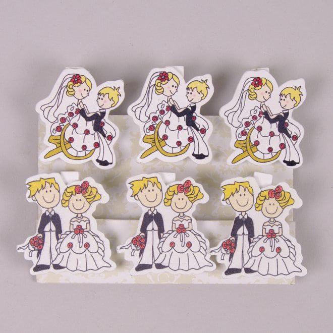 Декор на прищепке Flora Молодая пара 6 шт. (22503)