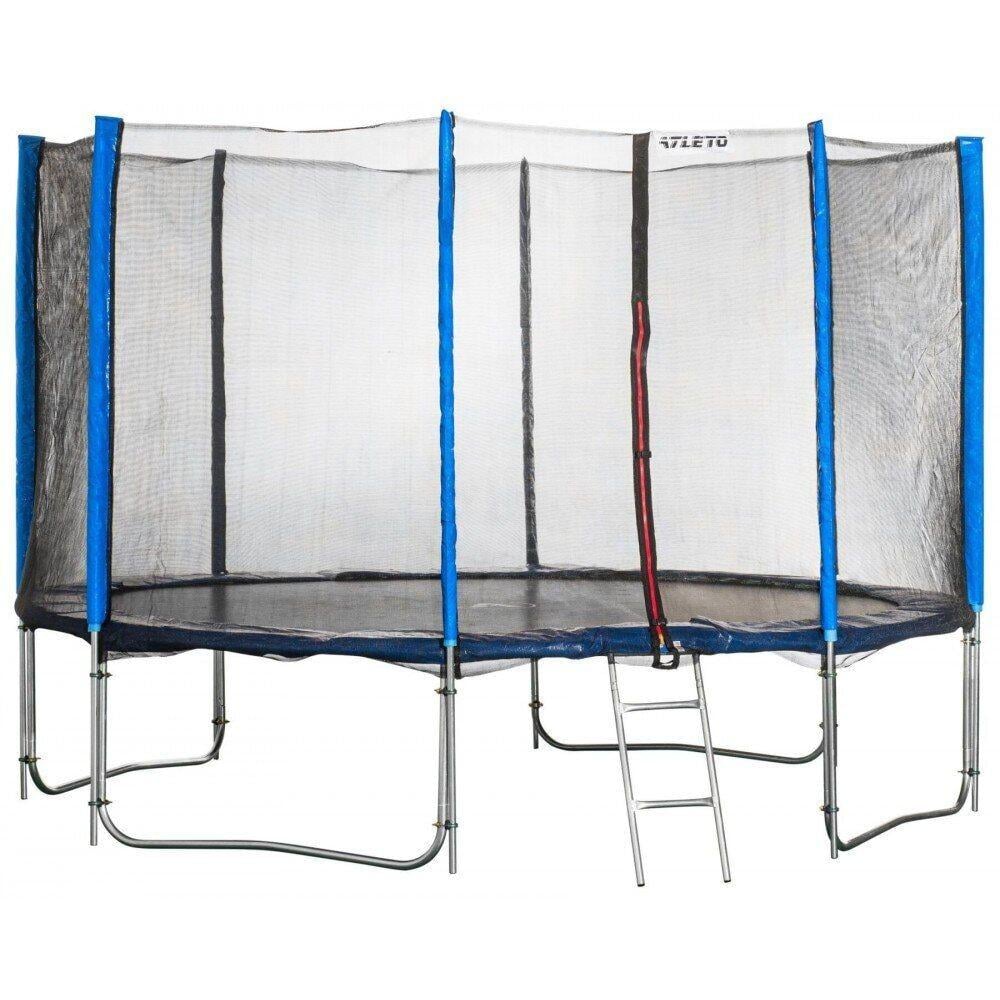 Батут Atleto с наружной сеткой и лестницей 435 см Синий
