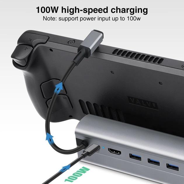 Док-станція 6в1 100W для Steam Deck HDMI 4K/ Gigabit Ethernet/ 3хUSB 3.0/ USB-C 100 W - фото 6