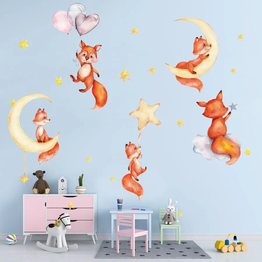 Наклейки вінілові Грайливі декоративні лисички в дитячу кімнату 30х90 см - фото 2
