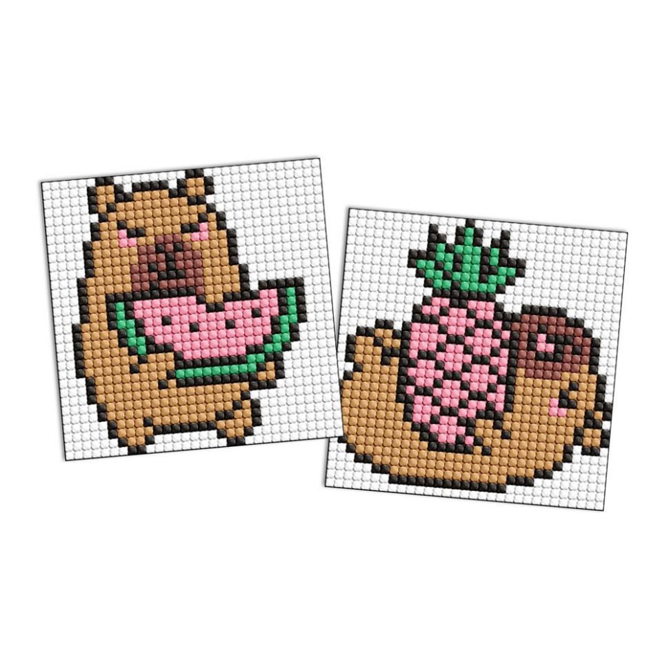 Алмазна мозаїка Капібара ананас і кавун AMG1167 на самоклеючій основі 9x9 см