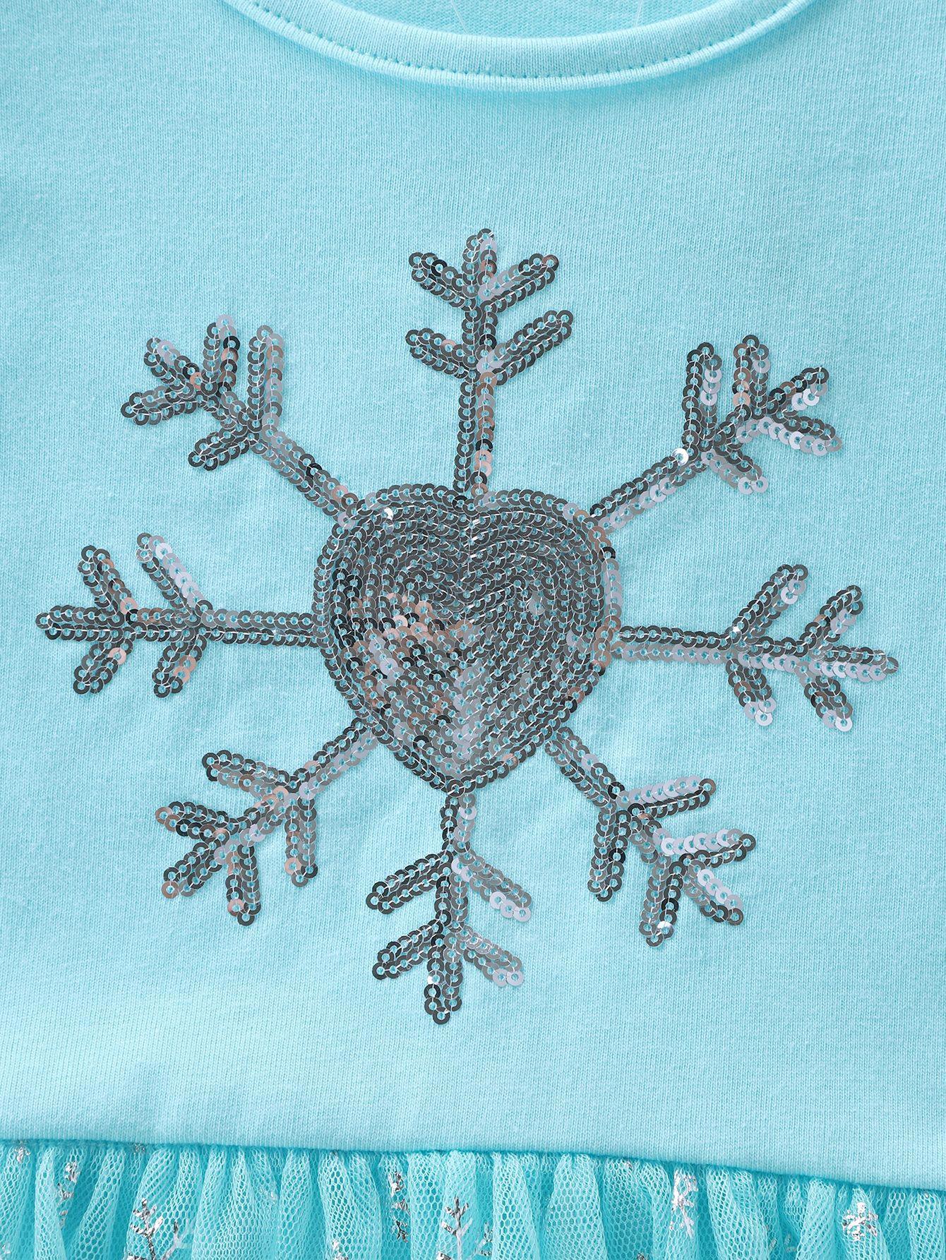 Платье детское со снежинкой 100 см Голубой (23992135) - фото 4