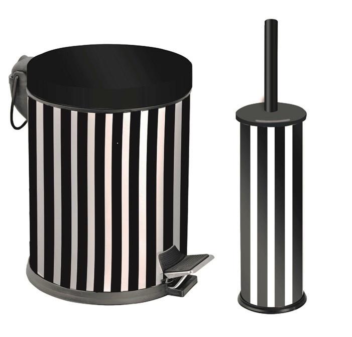 Набор для ванной EFOR Metal корзина 5 л и щётка Черный/Белый (972)