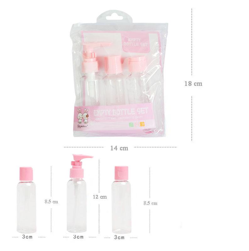 Дорожный набор емкостей для косметики Empty bottle set R26056 3 шт. Розовый (1008317-Other-2) - фото 7