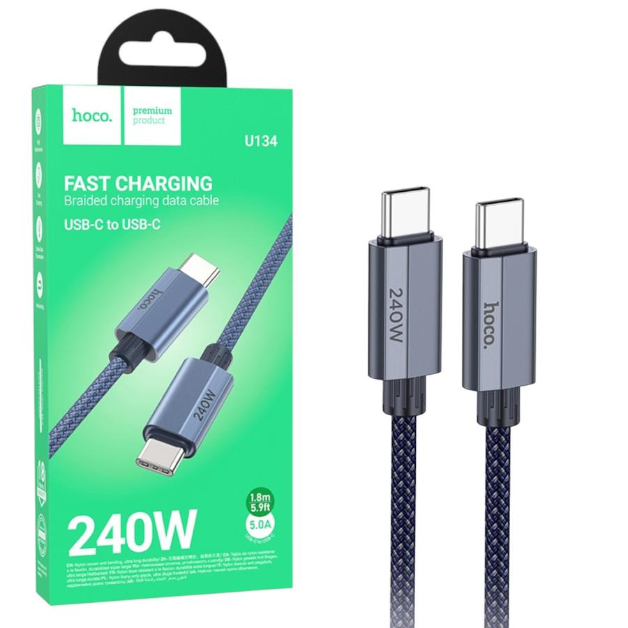 Кабель USB Hoco U134 Type-C/Type-C 240W 1,8 м Черный (25279942) Кабель USB Hoco U134 Type-C/Type-C 240W 1,8 м Черный (25279942)