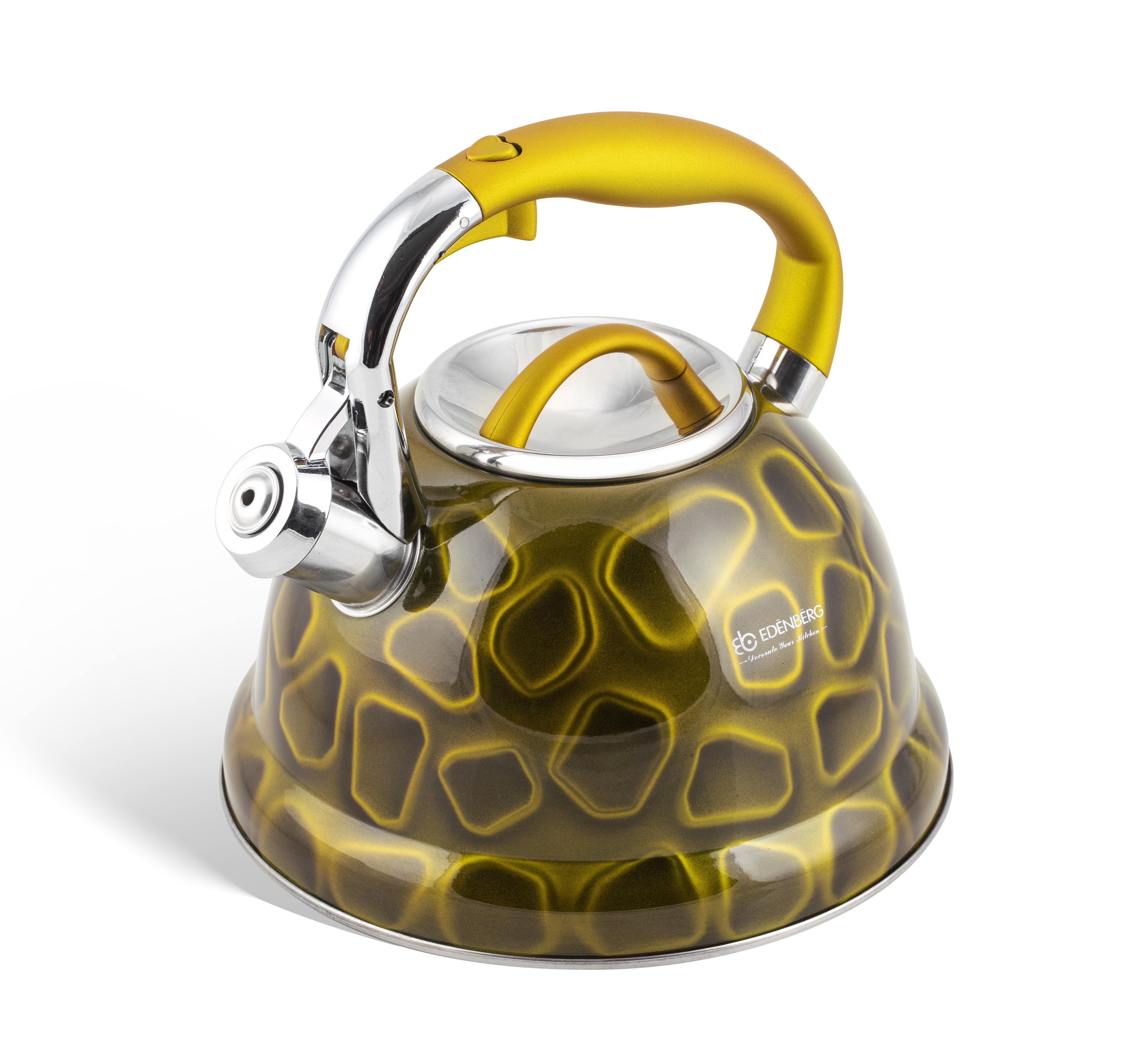 Чайник Edenberg зі свистком з нержавіючої сталі 3 л (EB-1910-yellow) - фото 2 Чайник Edenberg зі свистком з нержавіючої сталі 3 л (EB-1910-yellow) - фото 2