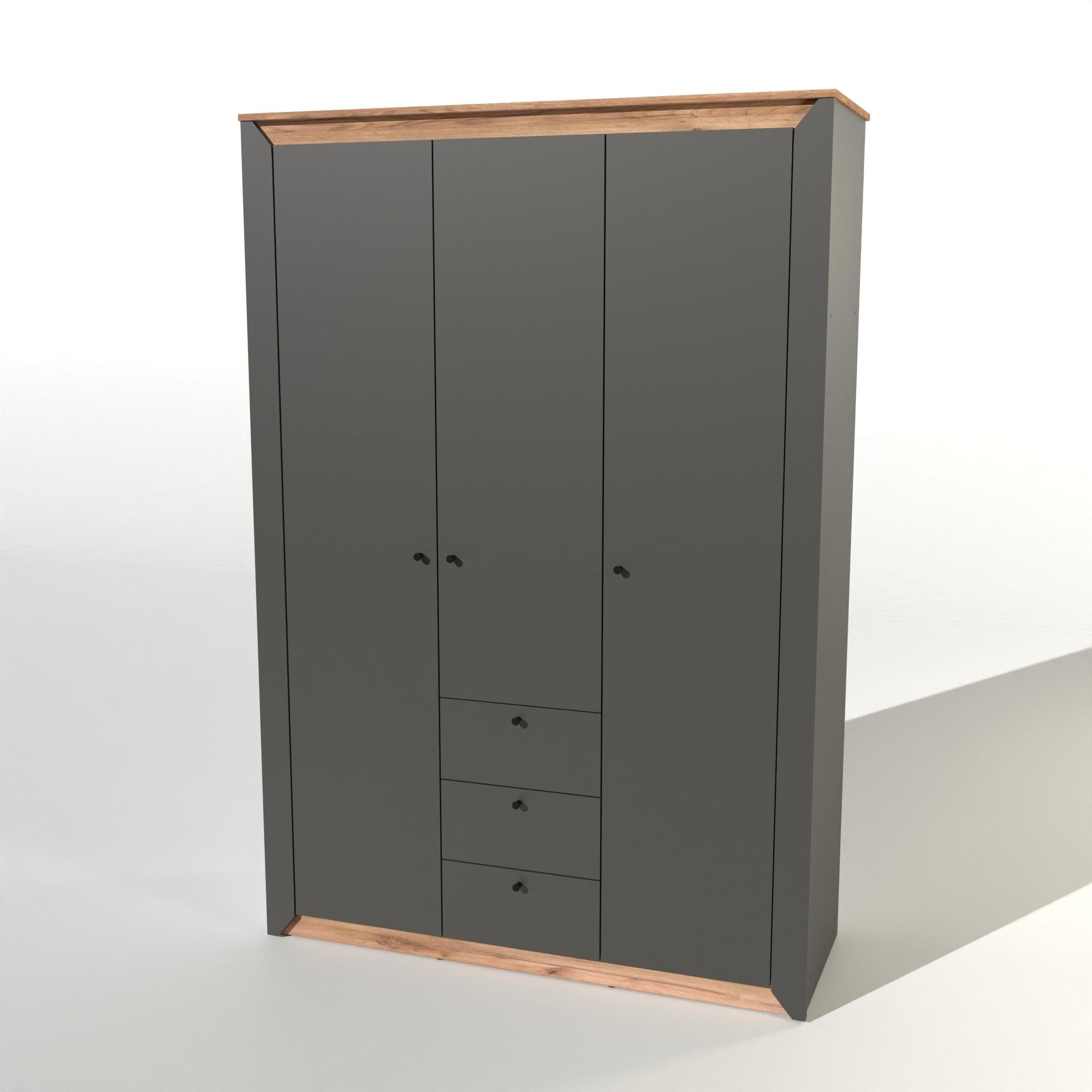 Шкаф трехдверный Эверест Нордик-1400х2500х498 мм Графитовый (DTM-5538) - фото 2 Шкаф трехдверный Эверест Нордик-1400х2500х498 мм Графитовый (DTM-5538) - фото 2