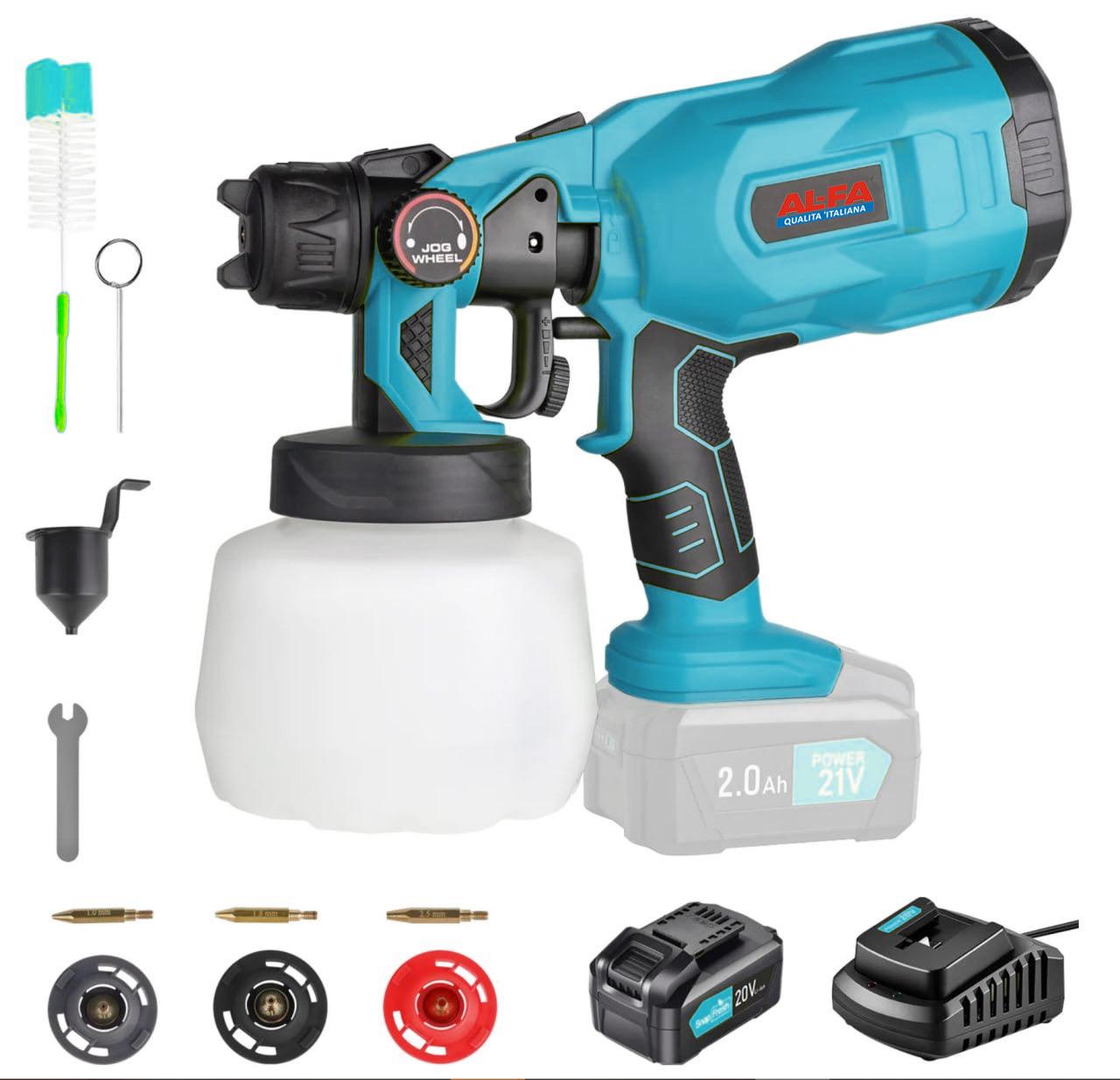Краскопульт аккумуляторный AL-FA ALCSG21V с 2 АКБ и ЗУ 800 Вт 160 мл/мин 800 мл (11024)