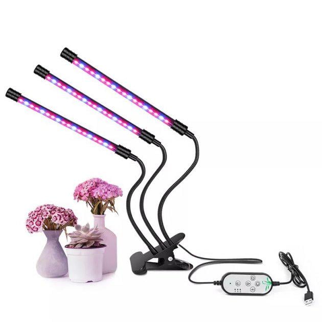 Лампа для растений ультрафиолетовая Phytolamp For Plants LED Grow Light 3 головки 30 Вт - фото 2