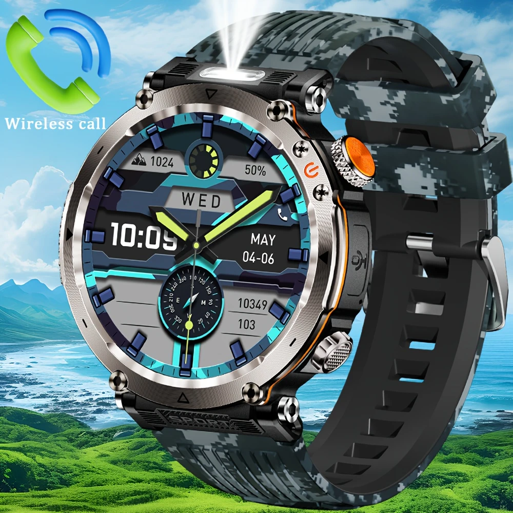 Смарт-годинник 1,7'' HD IP68 з компасом та ліхтариком 600 мАг Синій (2621725716) - фото 7 Смарт-годинник 1,7'' HD IP68 з компасом та ліхтариком 600 мАг Синій (2621725716) - фото 7