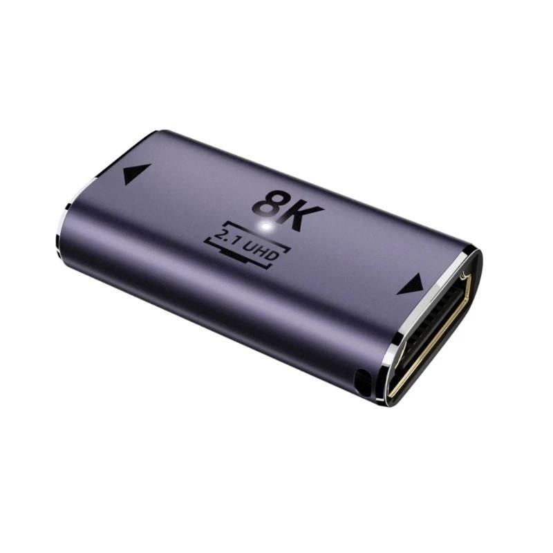 Переходник SUNROZ адаптер прямой HDMI-HDMI F/F LED Metal v2.1 48Gbps 8К A8K-12 (A-48701)