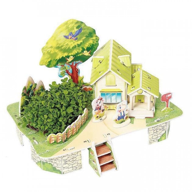 3D Пазл Mini Zilipoo Хуторок веселых братцев с живым растением (M-010)