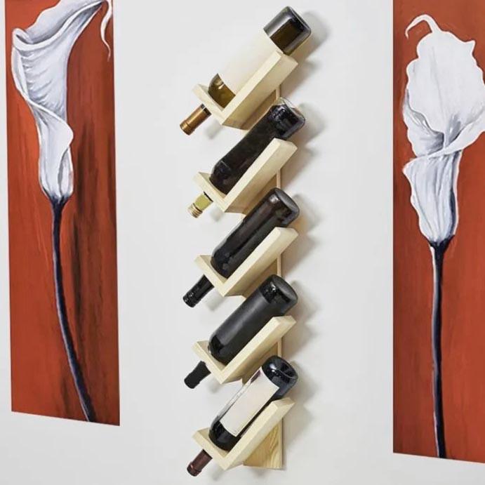Полка для вина настенная из дерева Хатиро 5 Бланже (ПНК-520901)