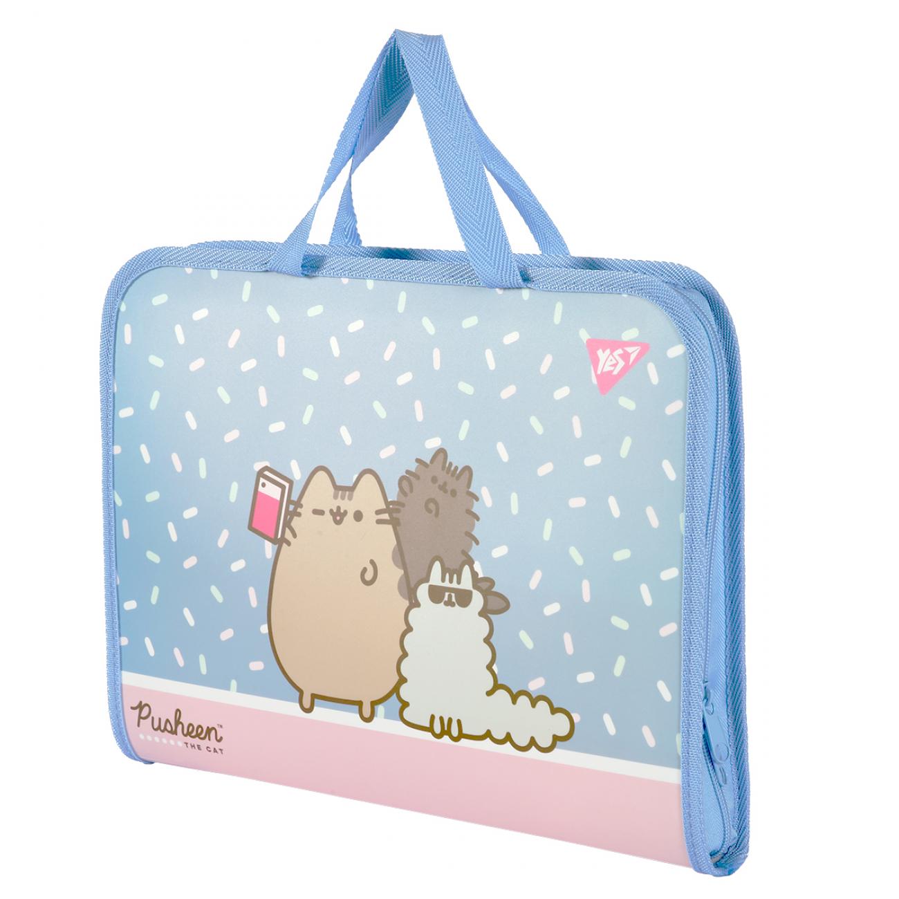 Папка-портфель шкільний YES FC Pusheen на блискавці з тканинними ручками (492316) - фото 3