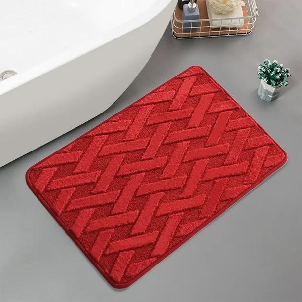Коврик для ванной комнаты микрофибра антискользящий с узором 40х60 см Красный (2591676168) - фото 5