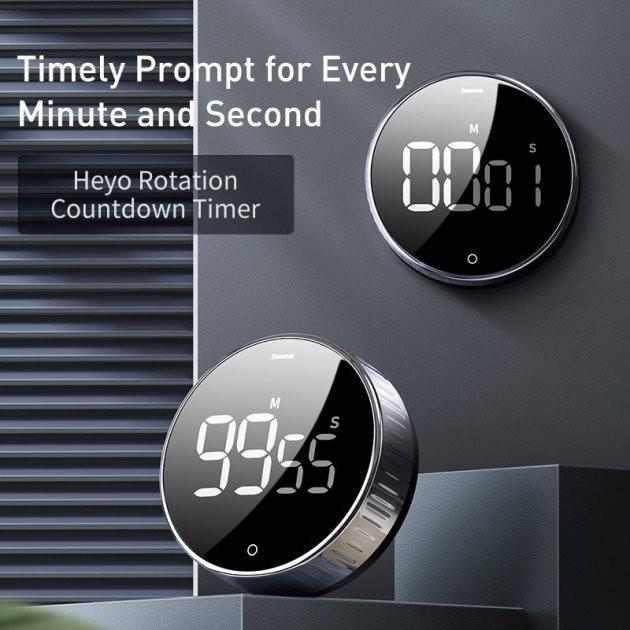 Таймер магнітний Baseus Heyo Rotation Countdown Timer Black (ACDJS-01) - фото 10