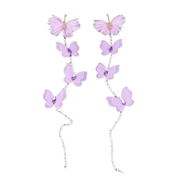 Украшения для волос в виде ряда бусин с бабочками 3 пары Разноцветный (L00164)