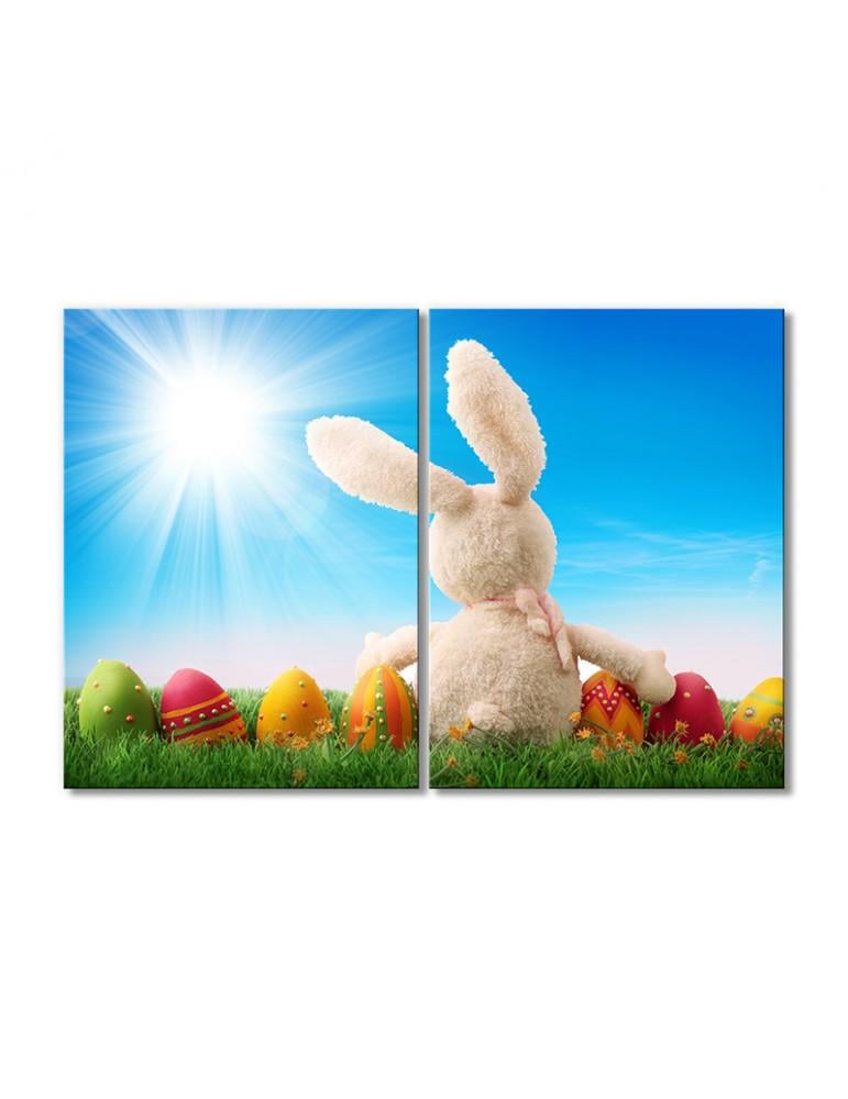 Картина модульная Пасхальные яички с зайчиком 2 модуля 120x180 см