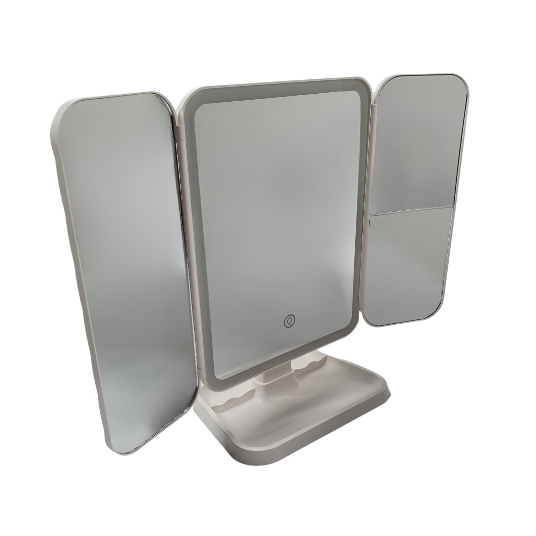 Косметическое зеркало тройное с подсветкой (R03-X30-White)